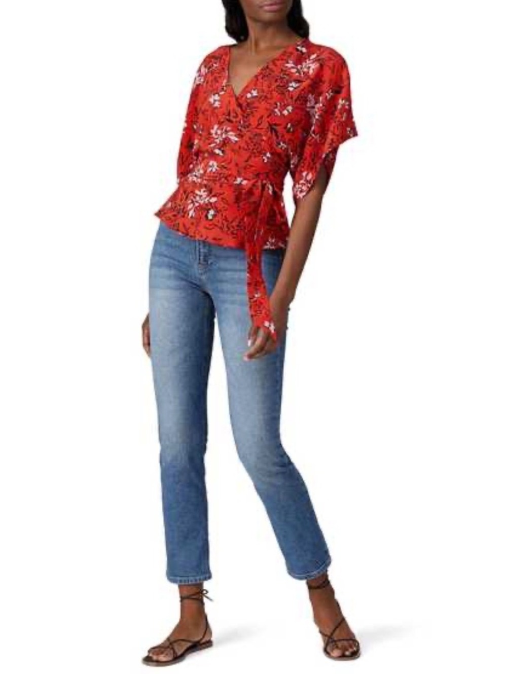 Yumi Kim That’s A Wrap Top M Westfield Coral 100% Silk Floral Kimono